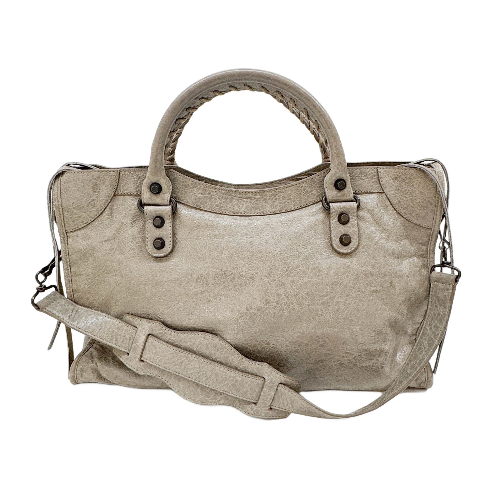 The City Grey Leather Two-Way Bag