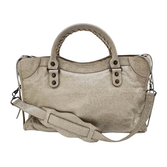 The City Grey Leather Two-Way Bag