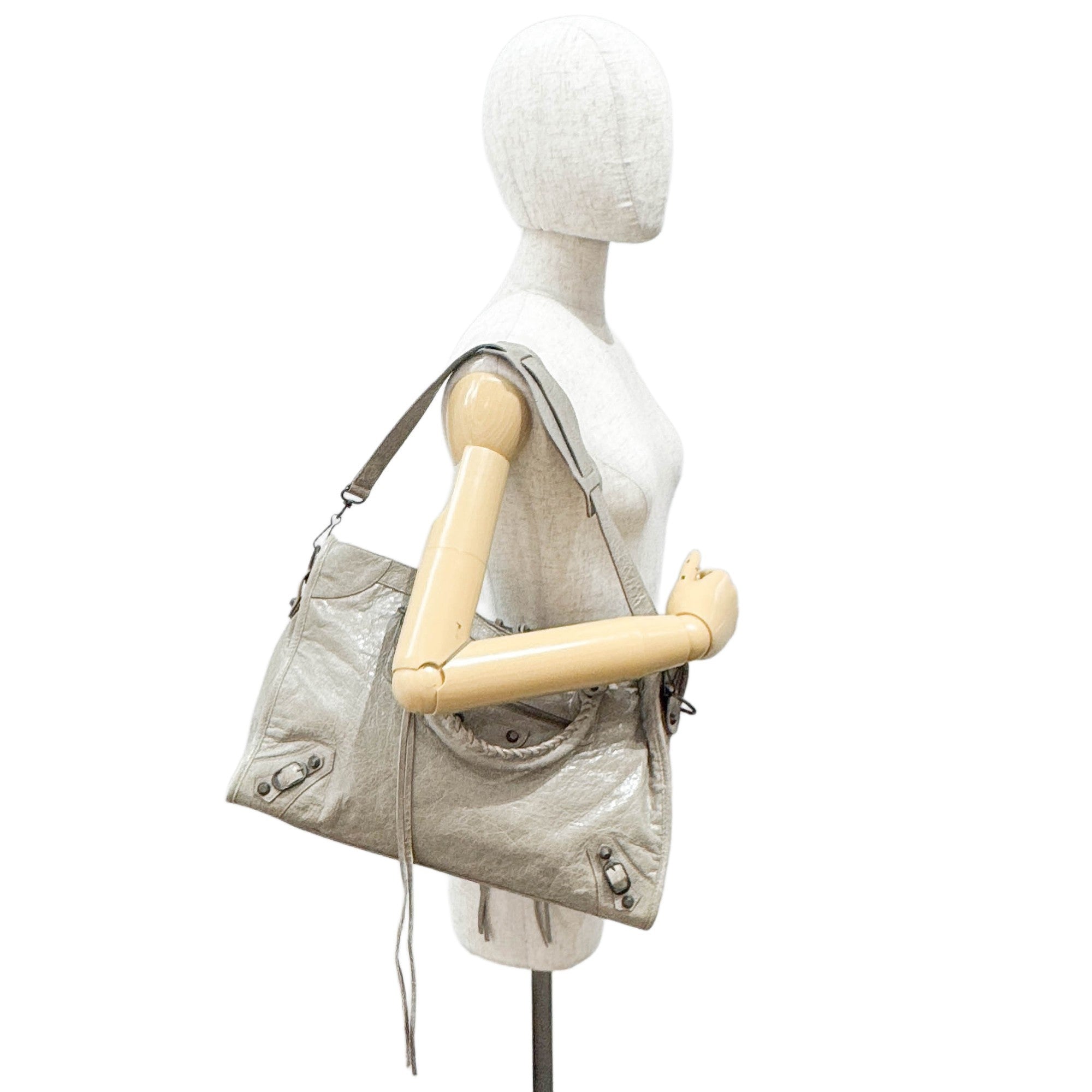 The City Grey Leather Two-Way Bag