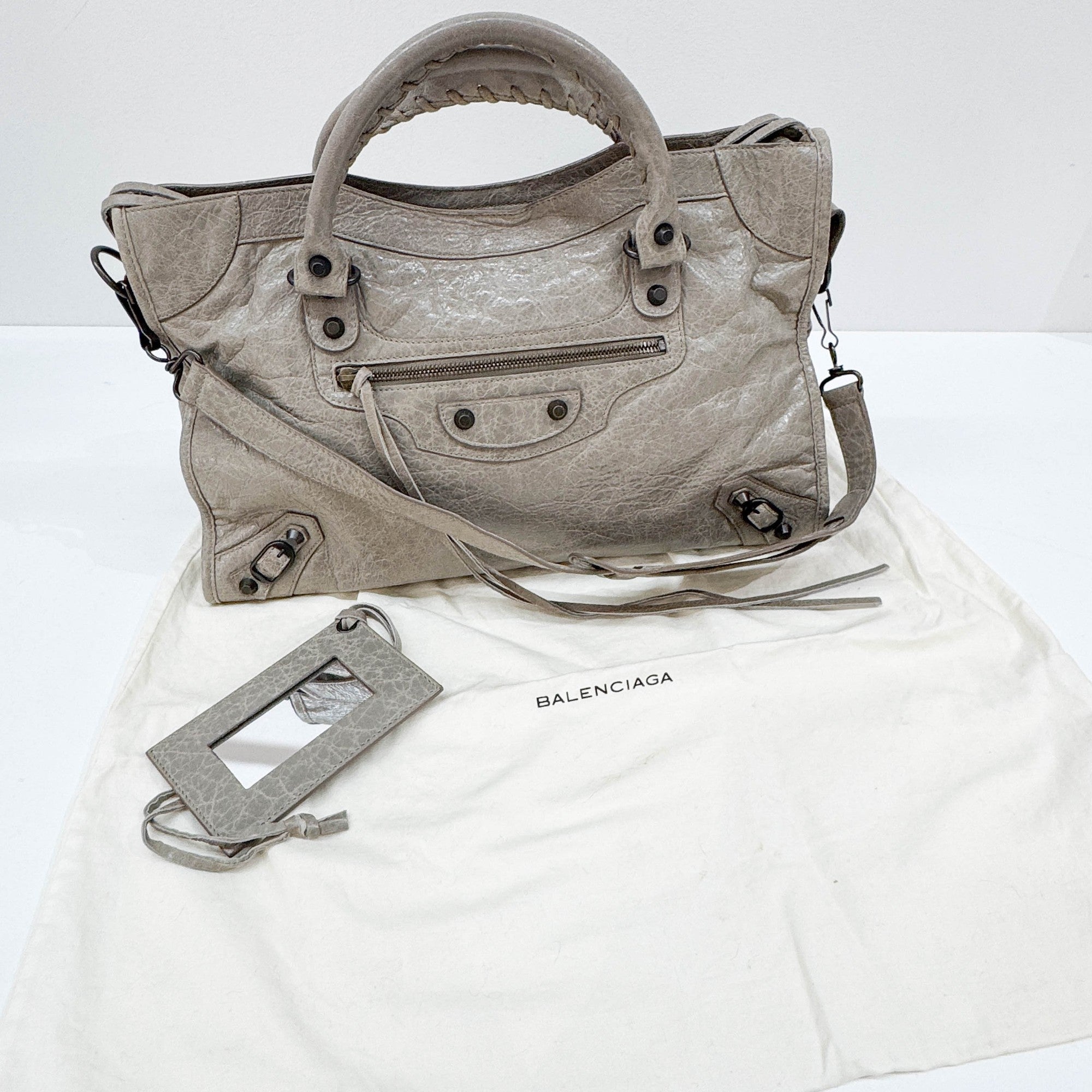 The City Grey Leather Two-Way Bag