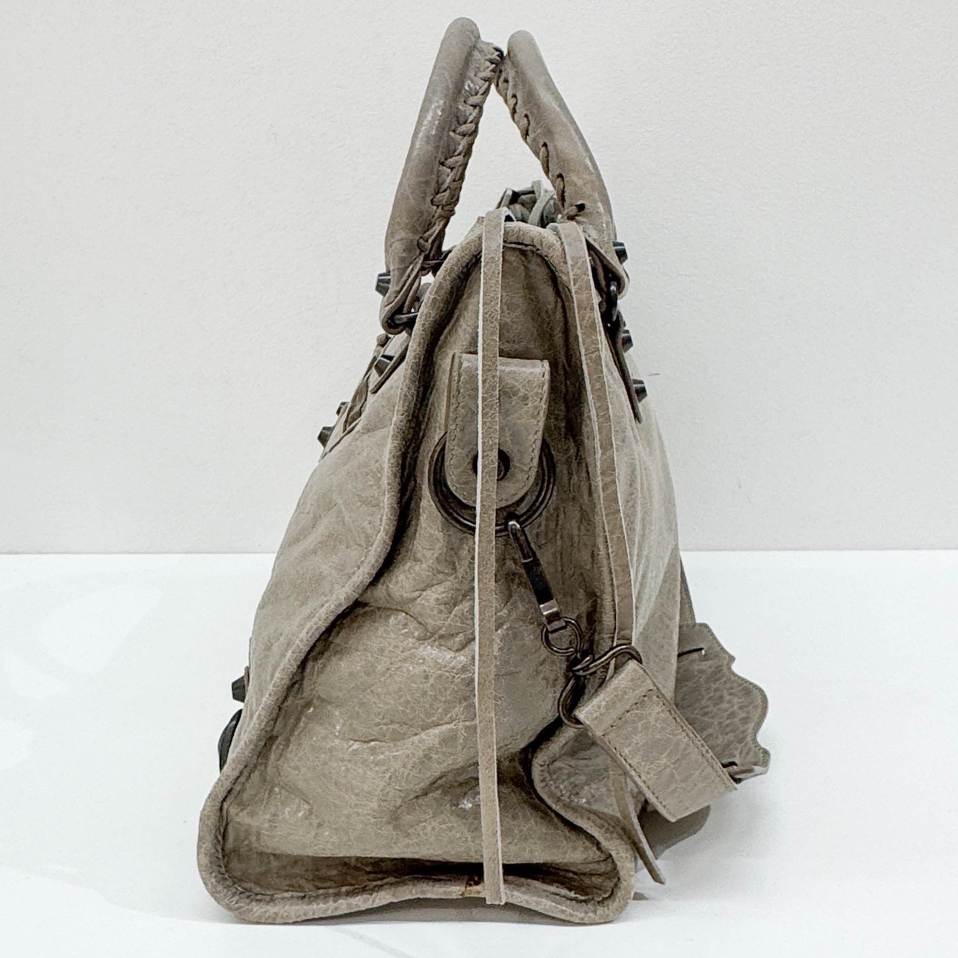 The City Grey Leather Two-Way Bag