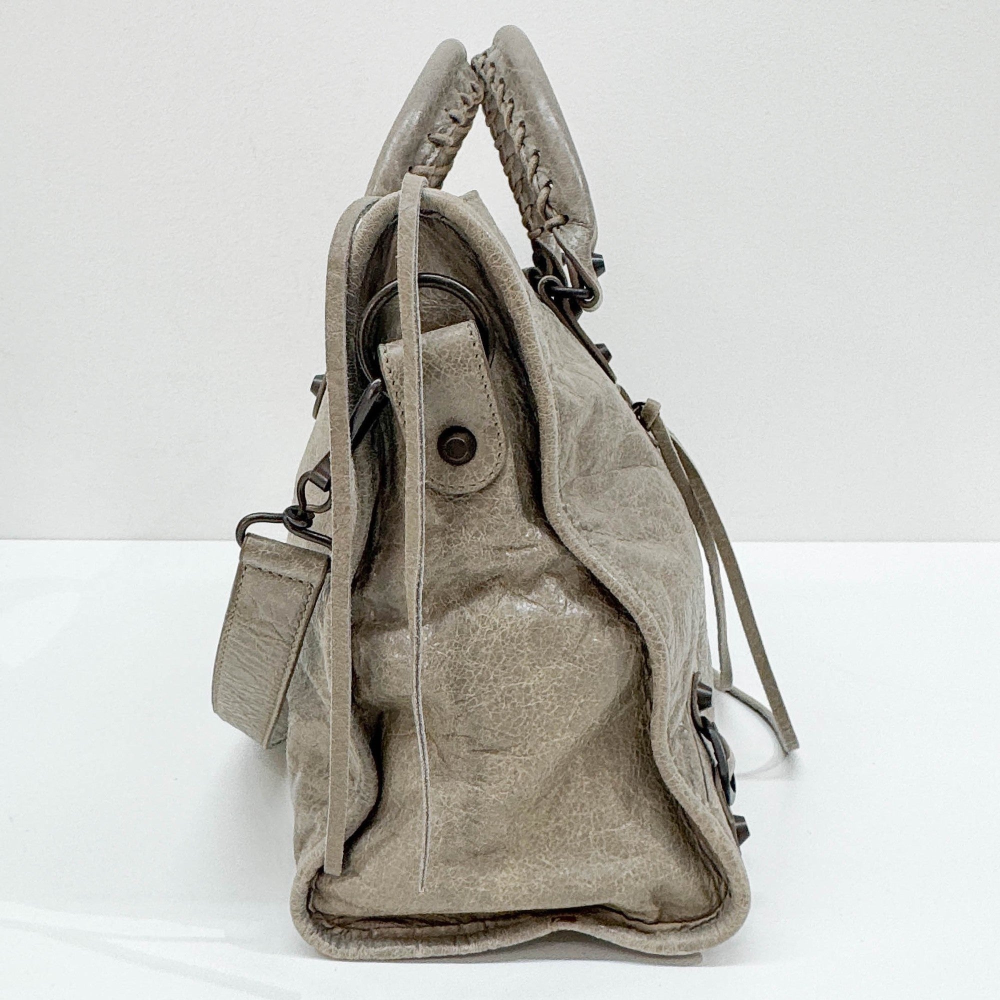 The City Grey Leather Two-Way Bag