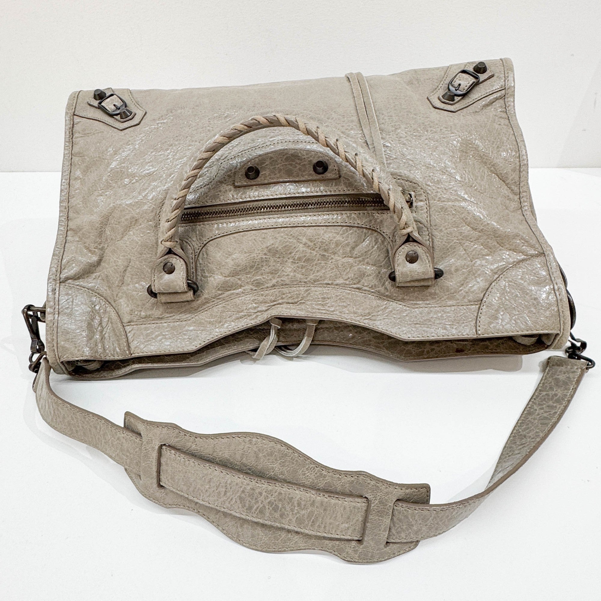 The City Grey Leather Two-Way Bag