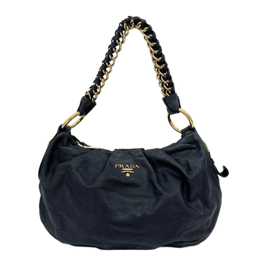 Black Nappa Leather Chain Shoulder Bag