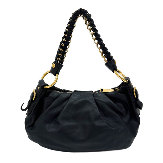 Black Nappa Leather Chain Shoulder Bag