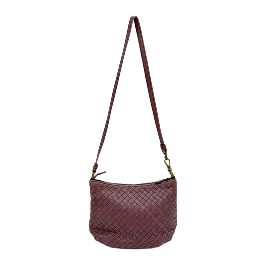 Intrecciato Mauve Taupe Leather Shoulder Bag