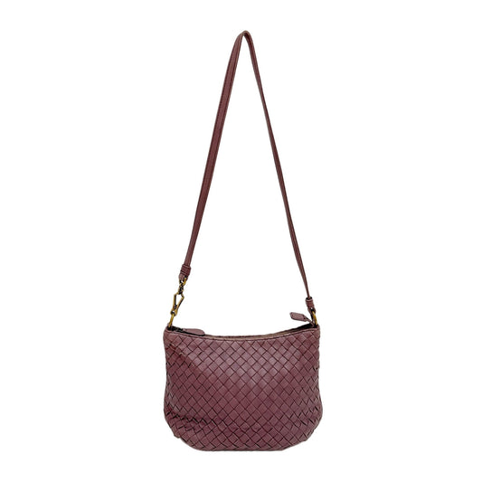Intrecciato Mauve Taupe Leather Shoulder Bag
