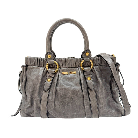 Vitello Grey Leather Two Way Bag