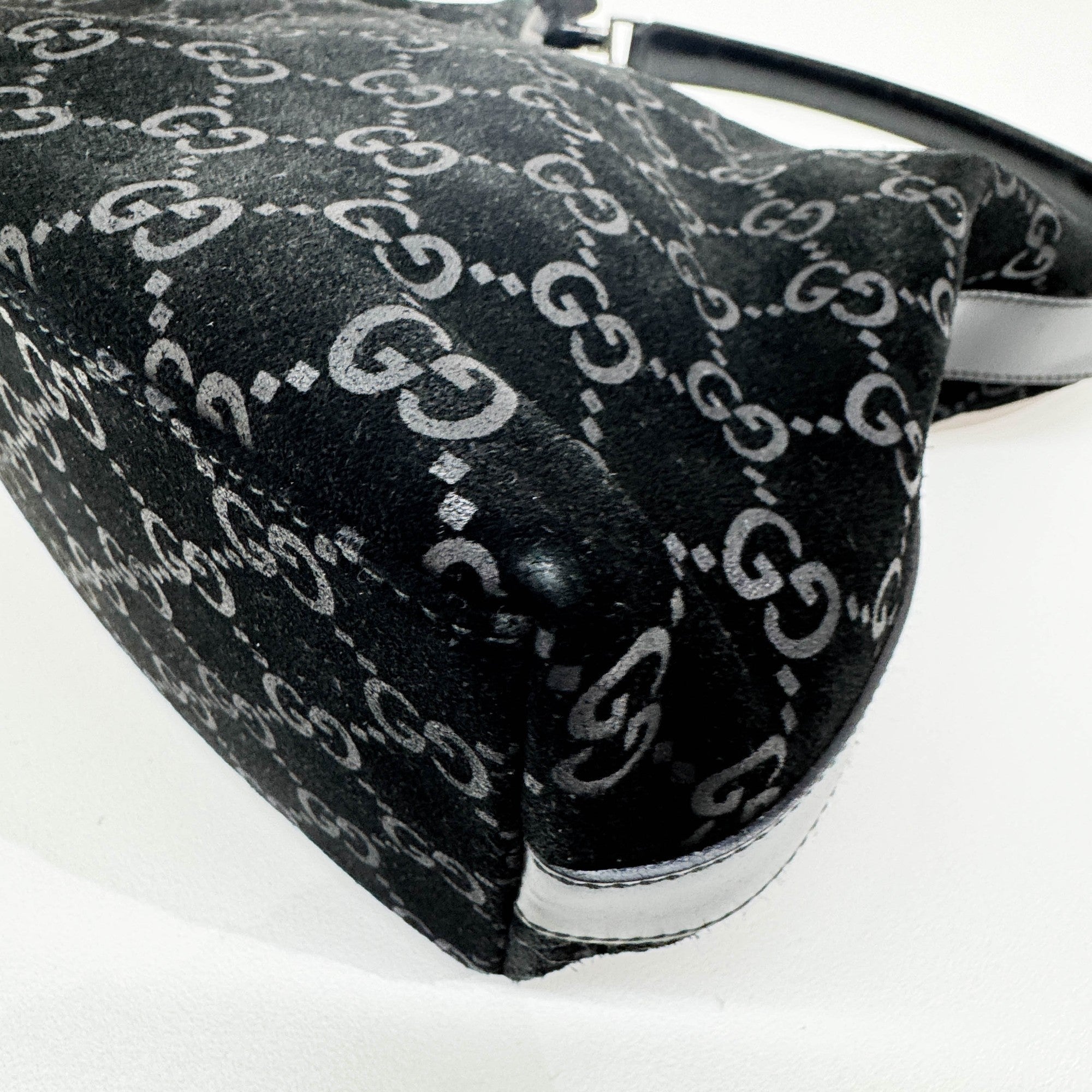 Black GG Suede Shoulder Bag