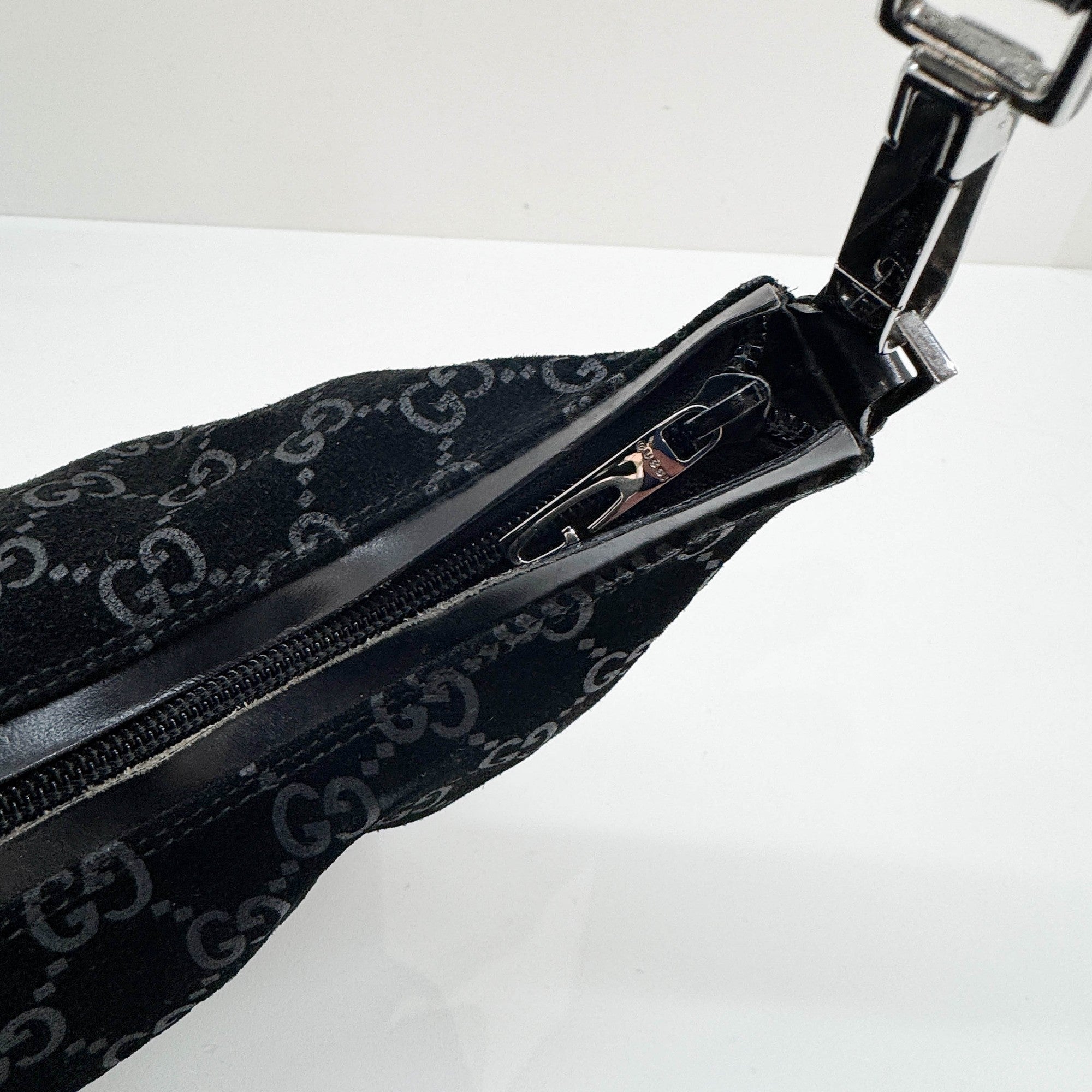 Black GG Suede Shoulder Bag