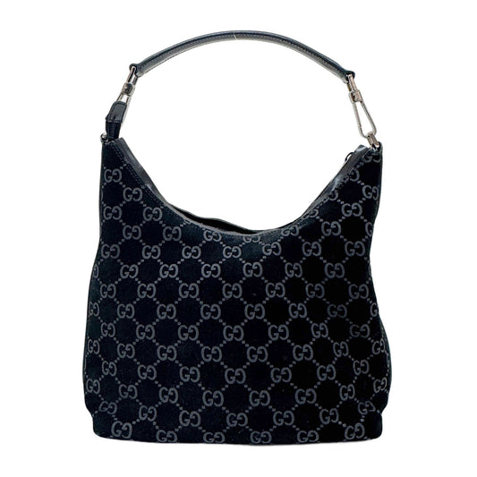 Black GG Suede Shoulder Bag