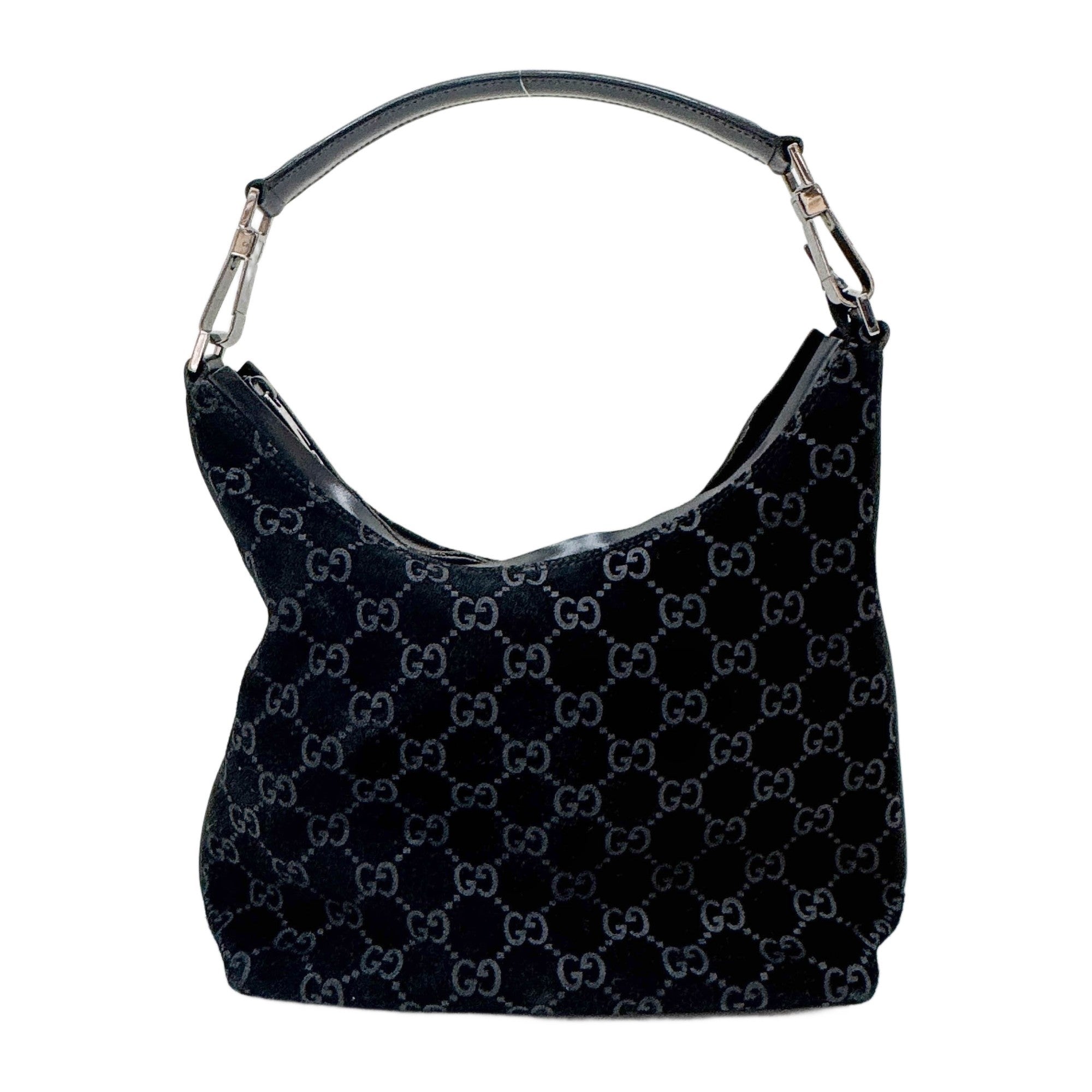 Black GG Suede Shoulder Bag