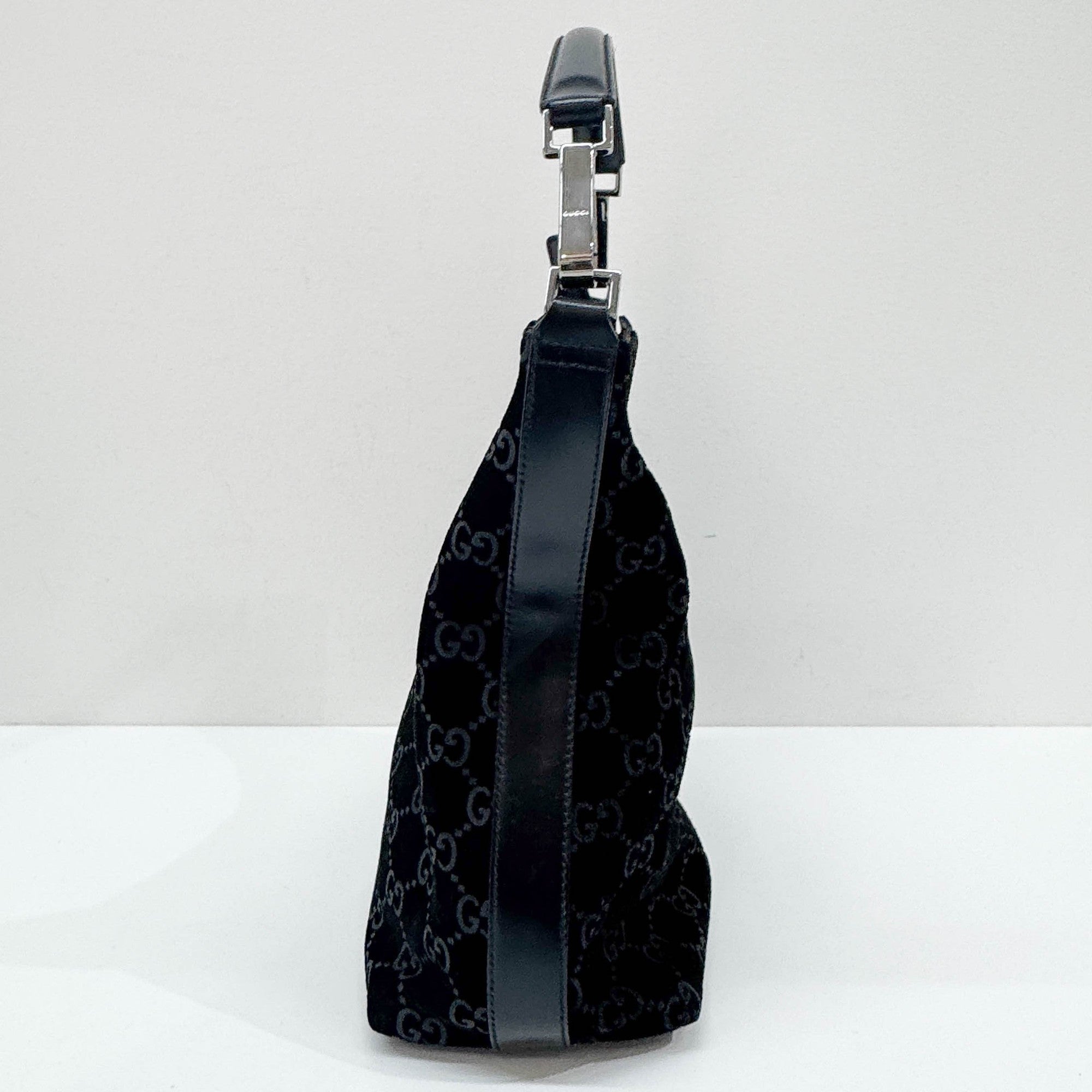 Black GG Suede Shoulder Bag