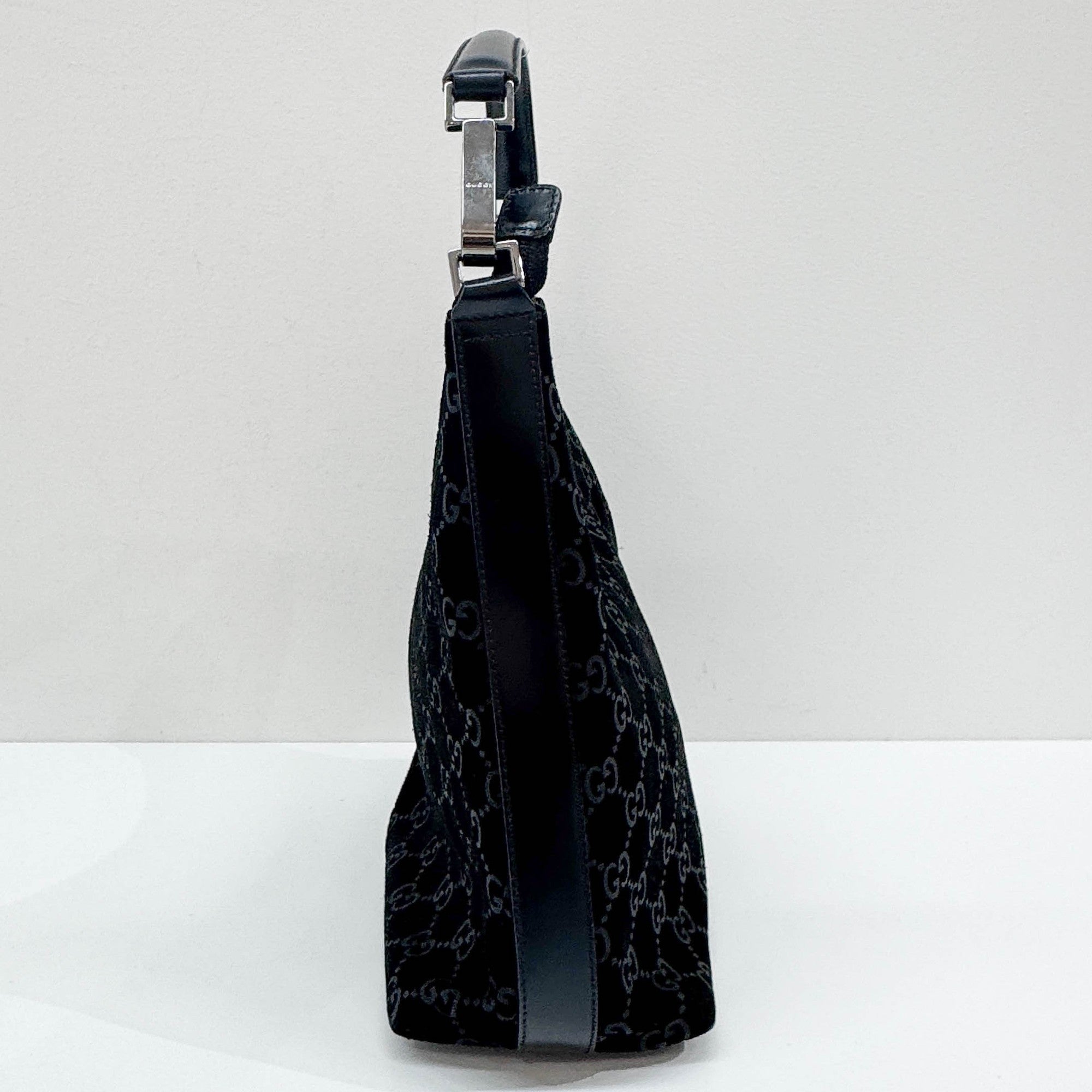 Black GG Suede Shoulder Bag