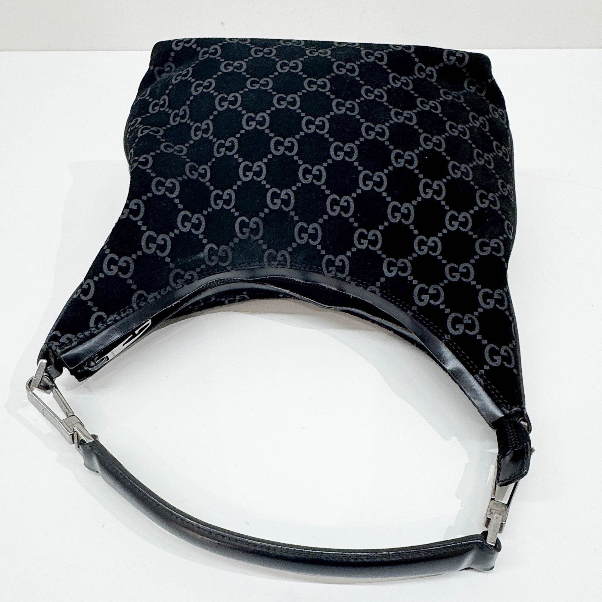 Black GG Suede Shoulder Bag