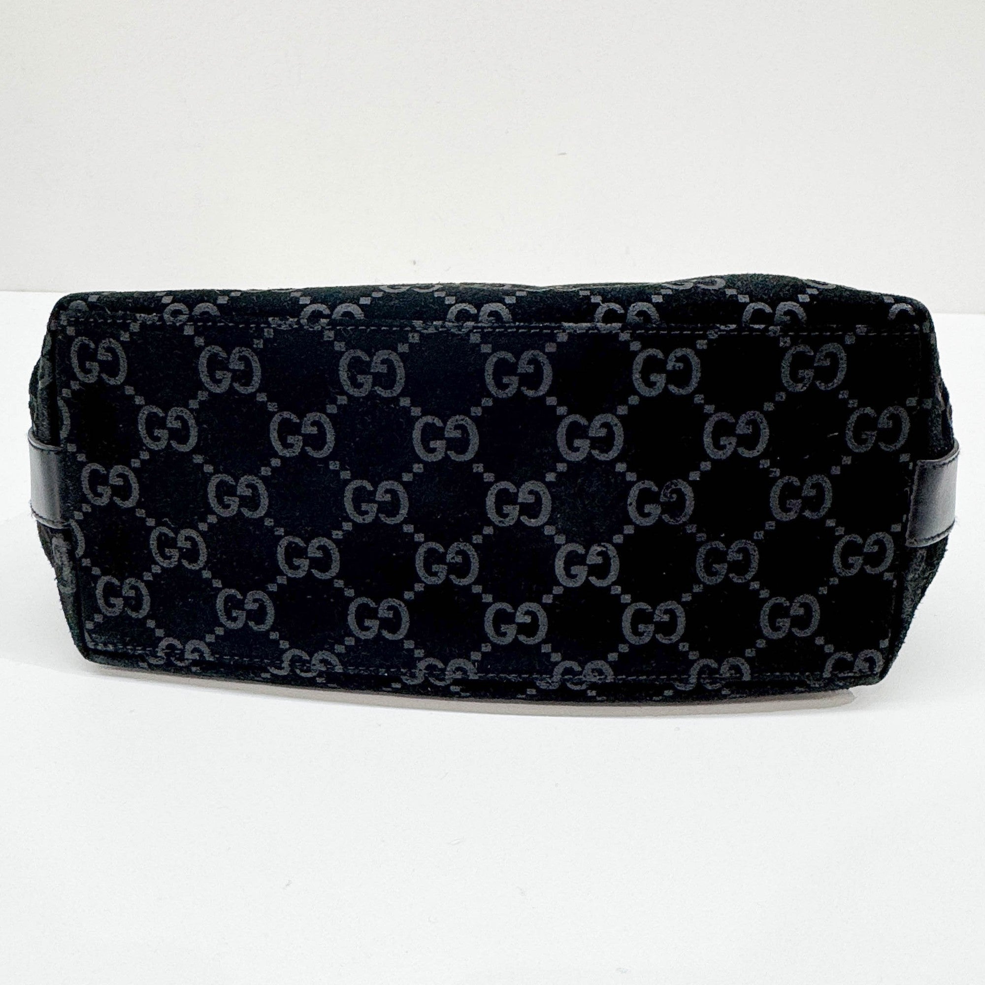 Black GG Suede Shoulder Bag