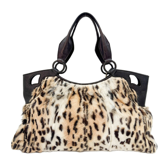Marcello Tan Cheetah Print Pony Hair Hand Bag