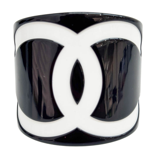 Chanel Logo Black & White Plastic Bangle