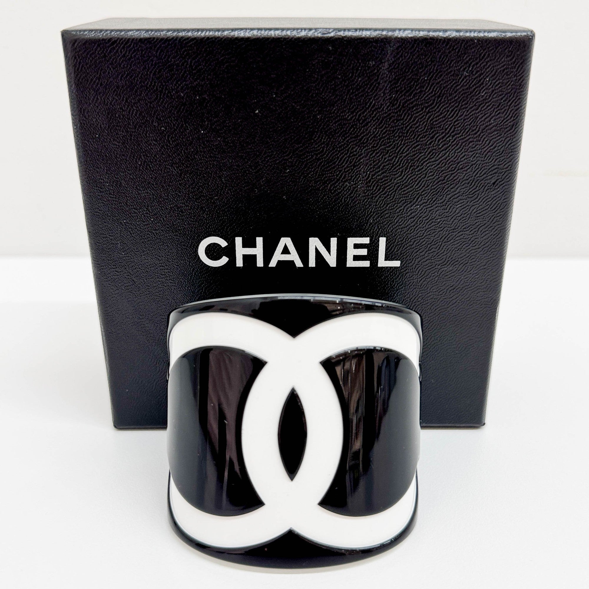 Chanel Logo Black & White Plastic Bangle