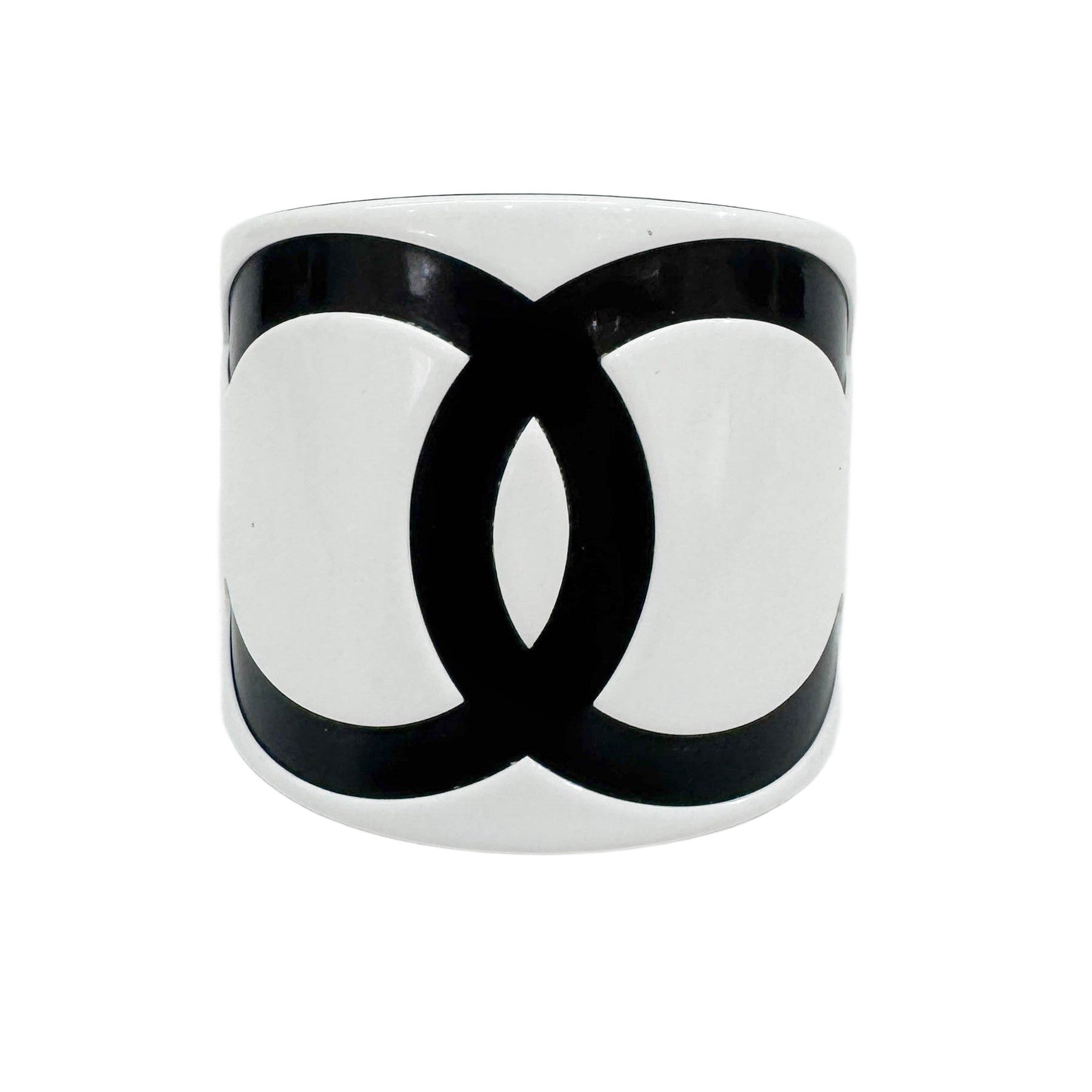 Chanel Logo Black & White Plastic Bangle