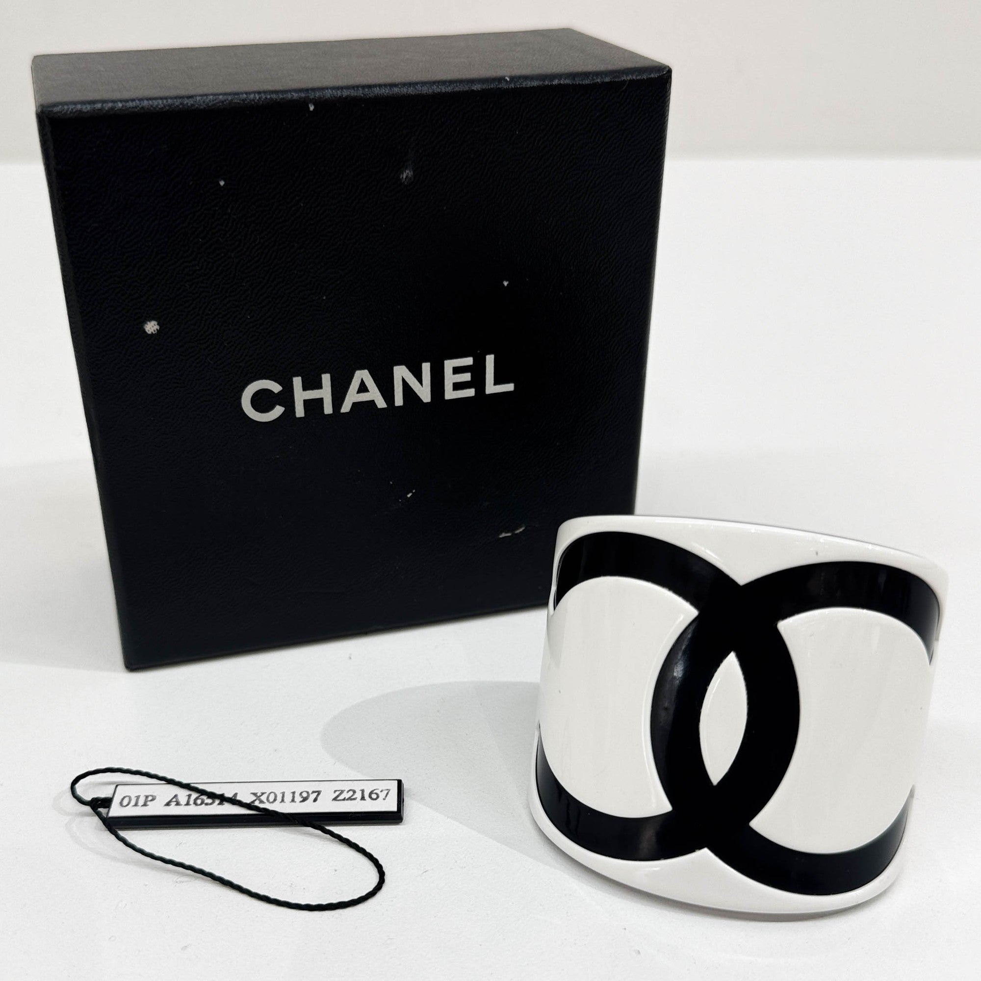 Chanel Logo Black & White Plastic Bangle
