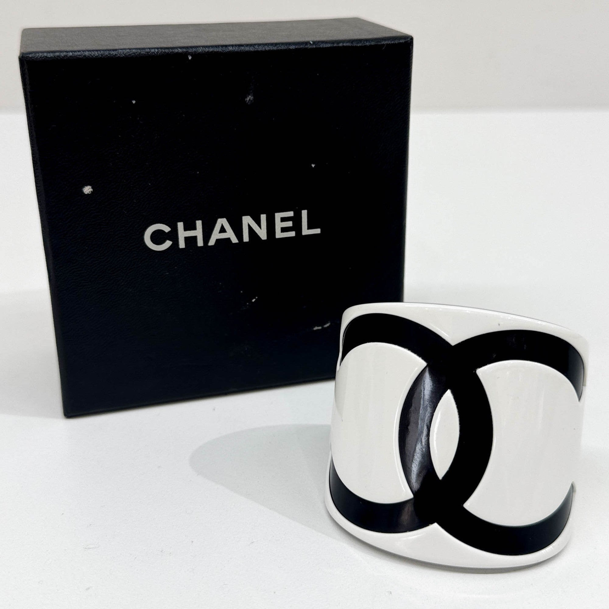 Chanel Logo Black & White Plastic Bangle