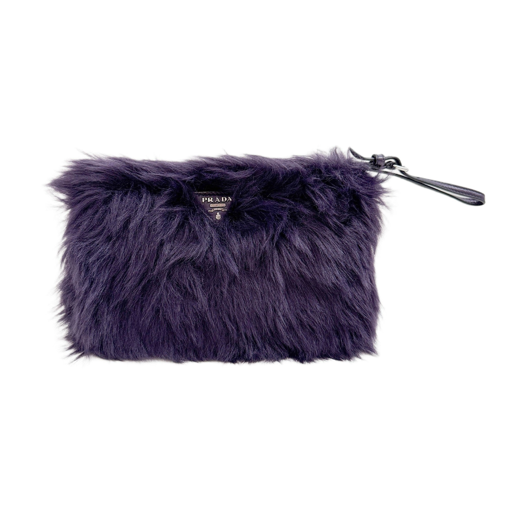 Deep Purple Fur Clutch Bag