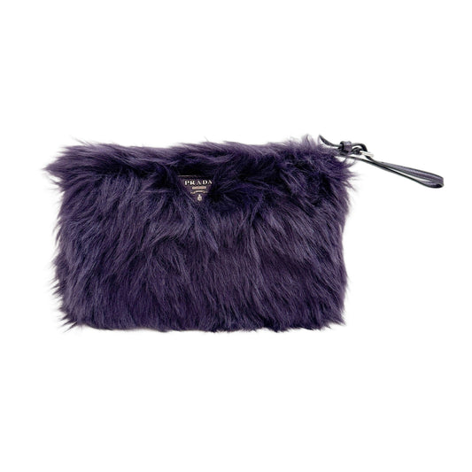 Deep Purple Fur Clutch Bag