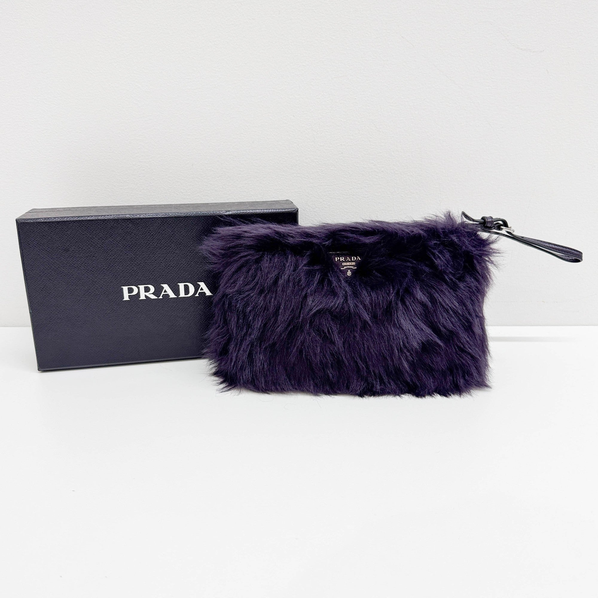 Deep Purple Fur Clutch Bag