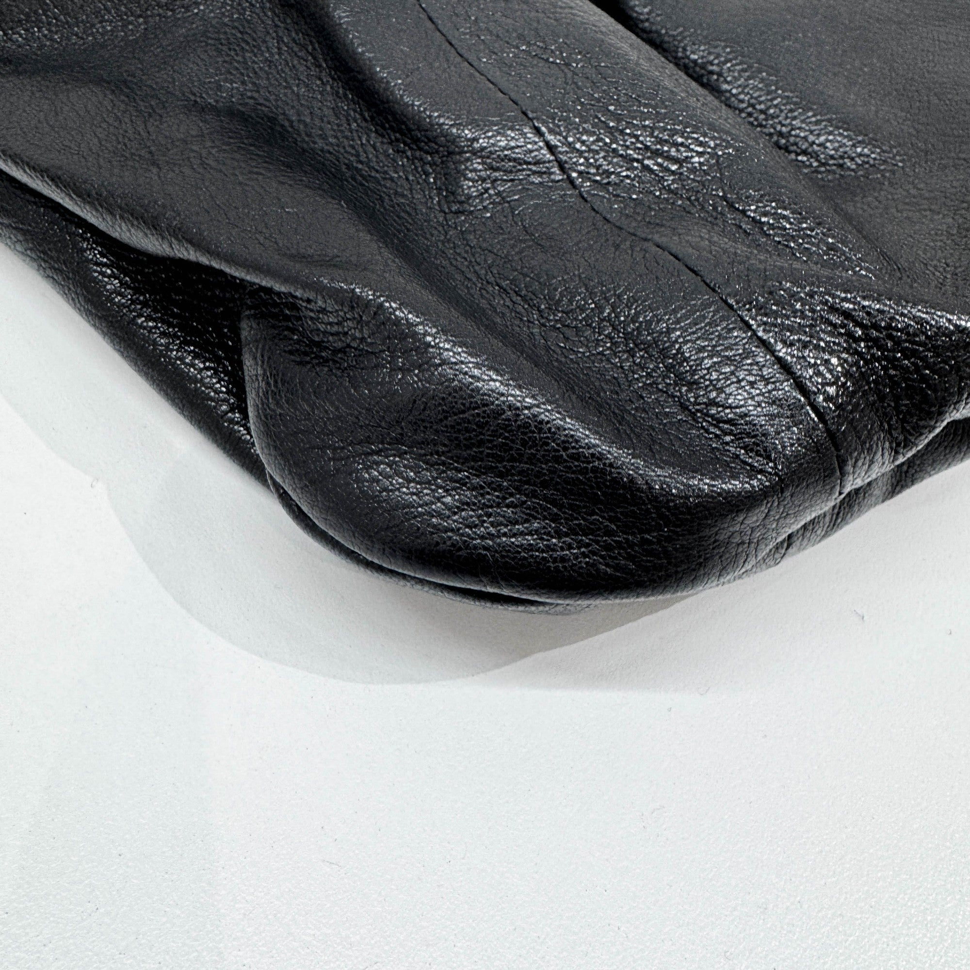 Vintage Bamboo Hobo Black Leather Tote Bag