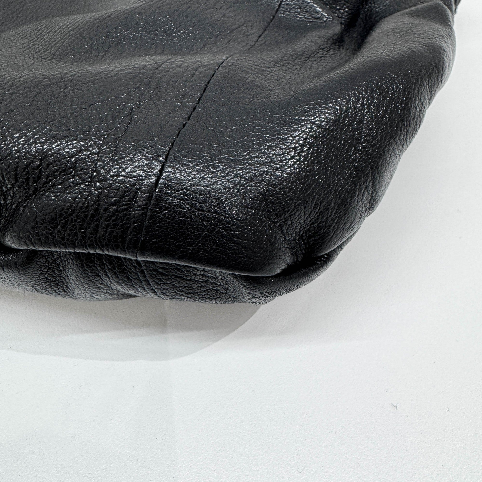 Vintage Bamboo Hobo Black Leather Tote Bag