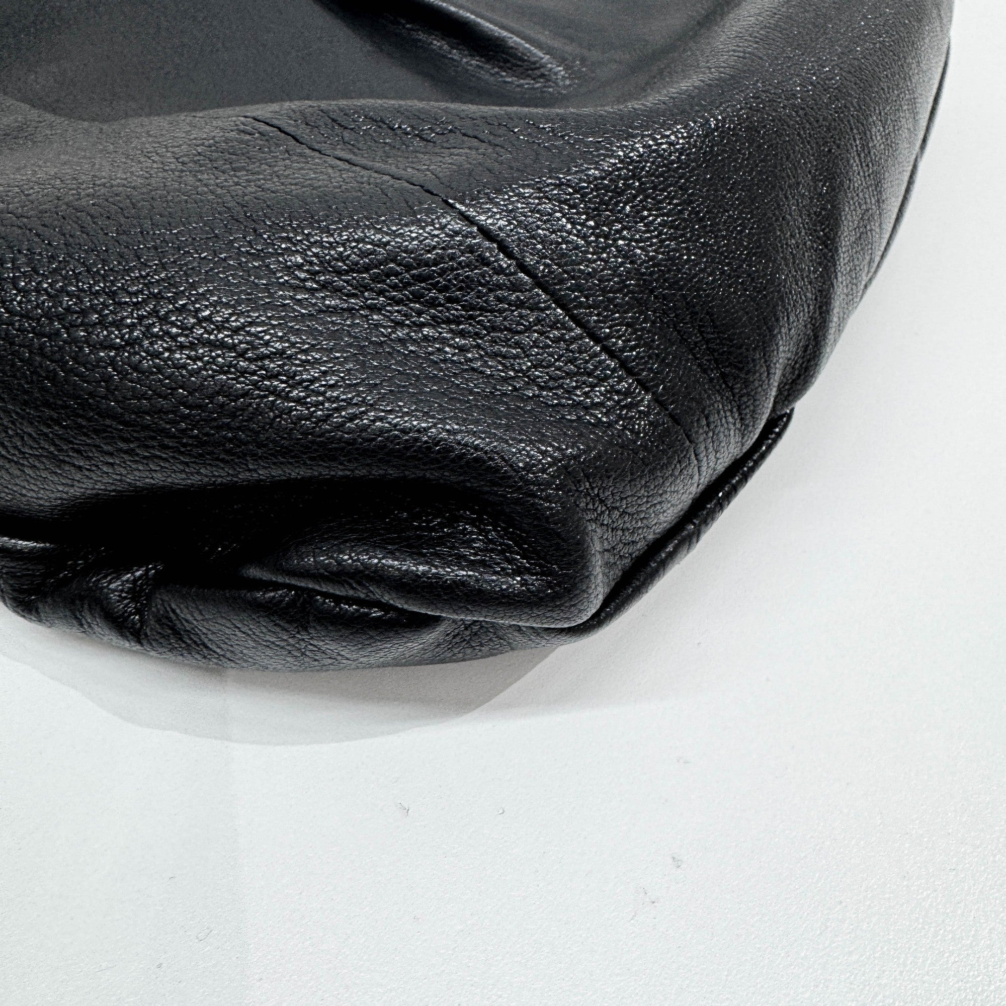 Vintage Bamboo Hobo Black Leather Tote Bag