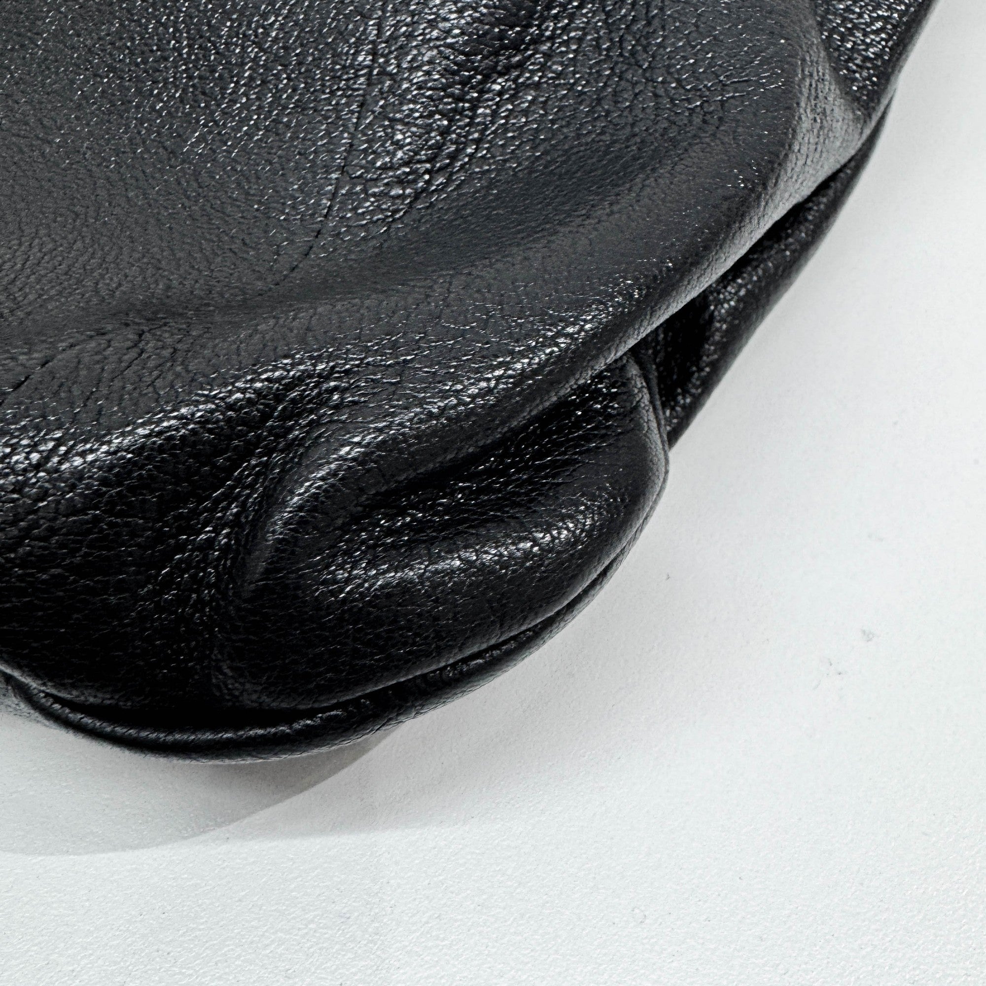 Vintage Bamboo Hobo Black Leather Tote Bag