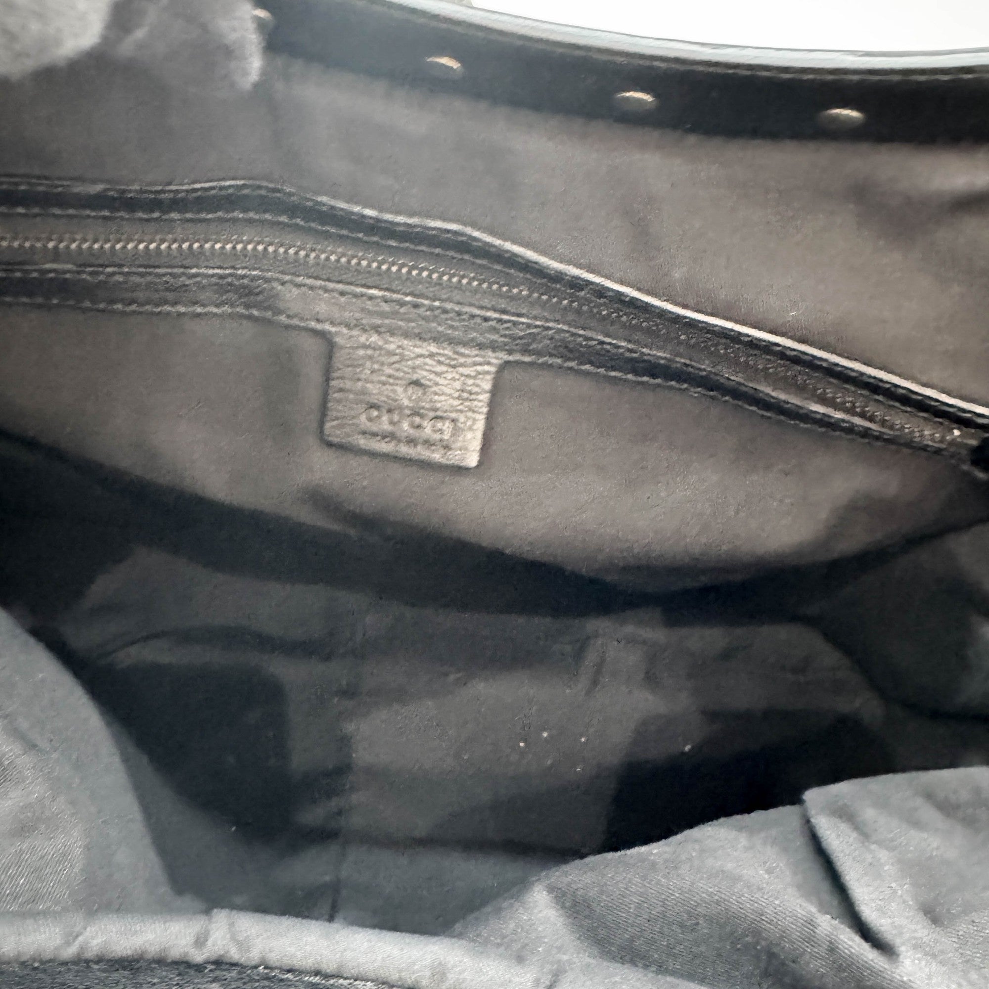 Vintage Bamboo Hobo Black Leather Tote Bag