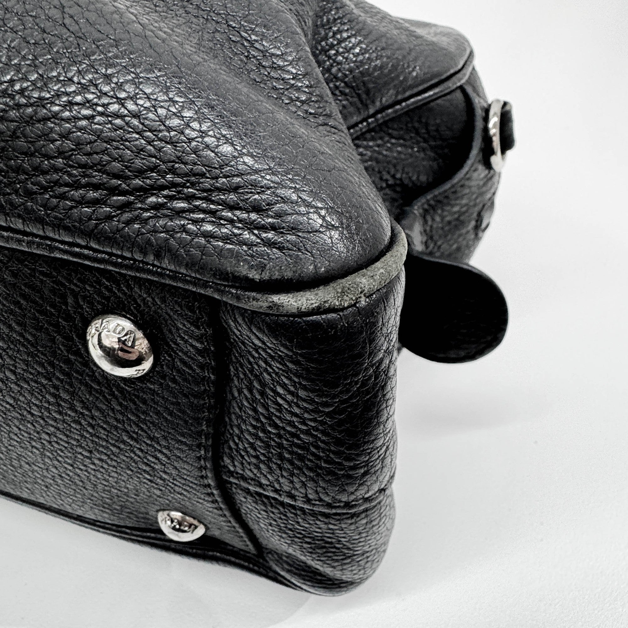 Boston/Bowling Black Leather Two Way Bag