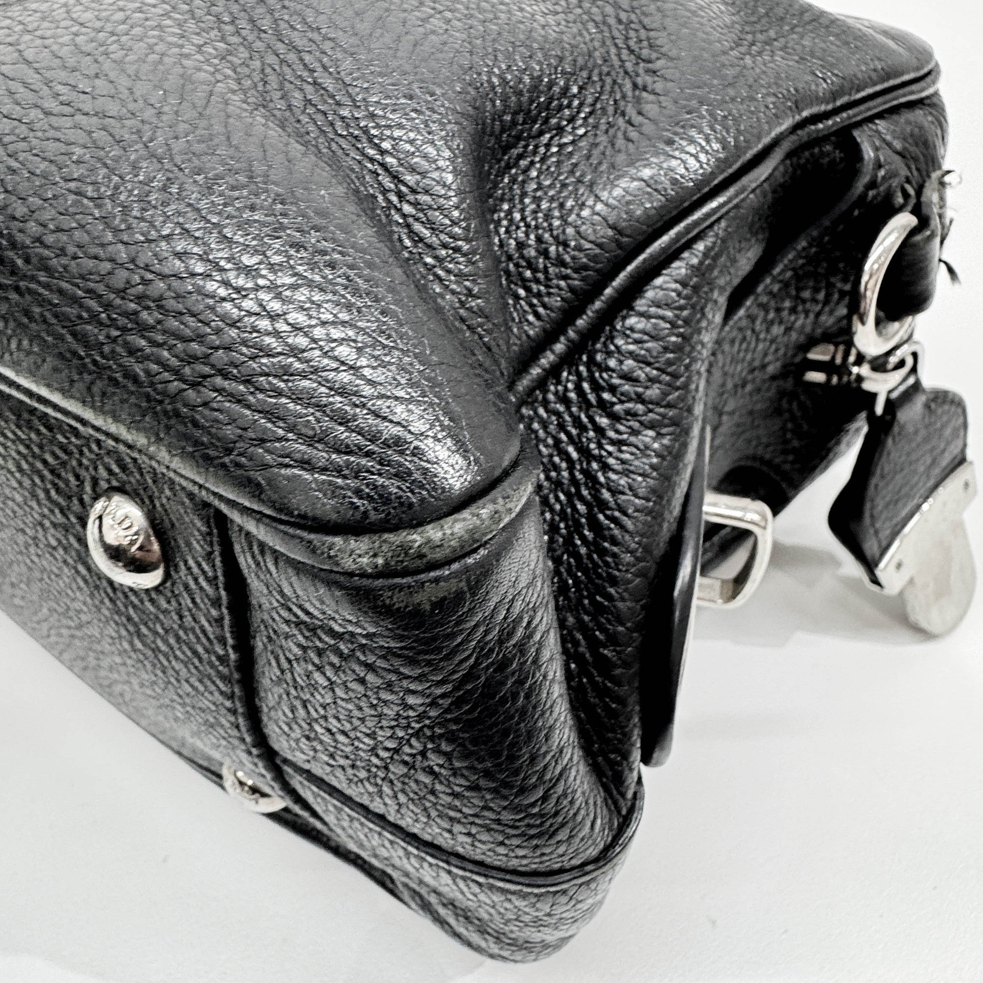 Boston/Bowling Black Leather Two Way Bag