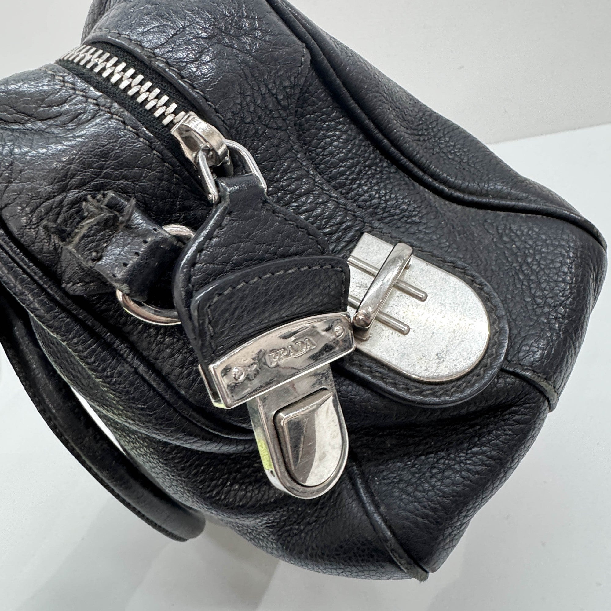 Boston/Bowling Black Leather Two Way Bag