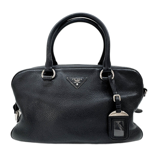 Boston/Bowling Black Leather Two Way Bag