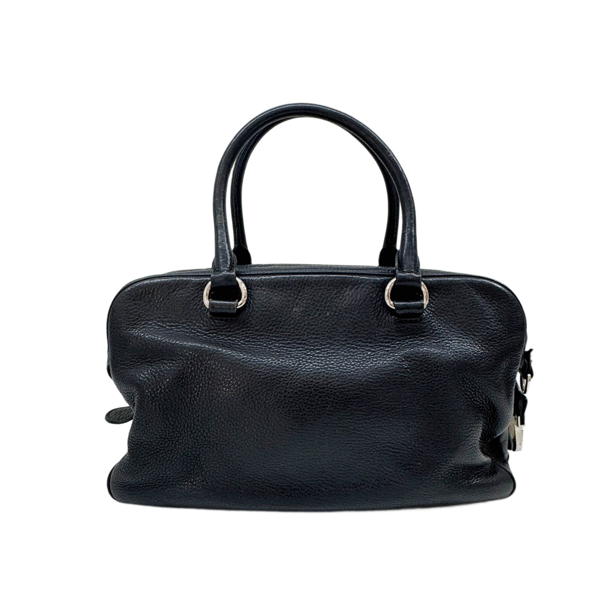 Boston/Bowling Black Leather Two Way Bag
