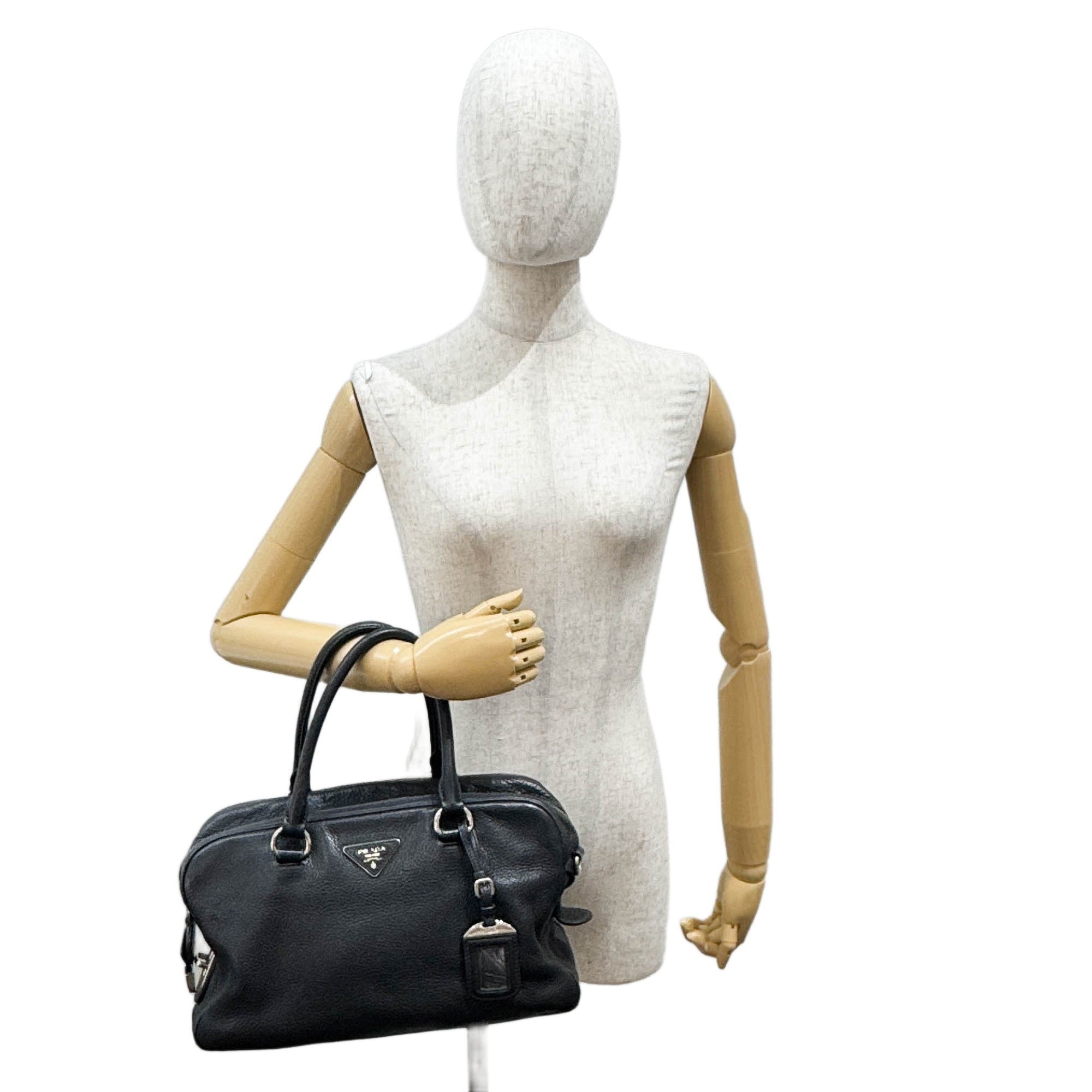 Boston/Bowling Black Leather Two Way Bag