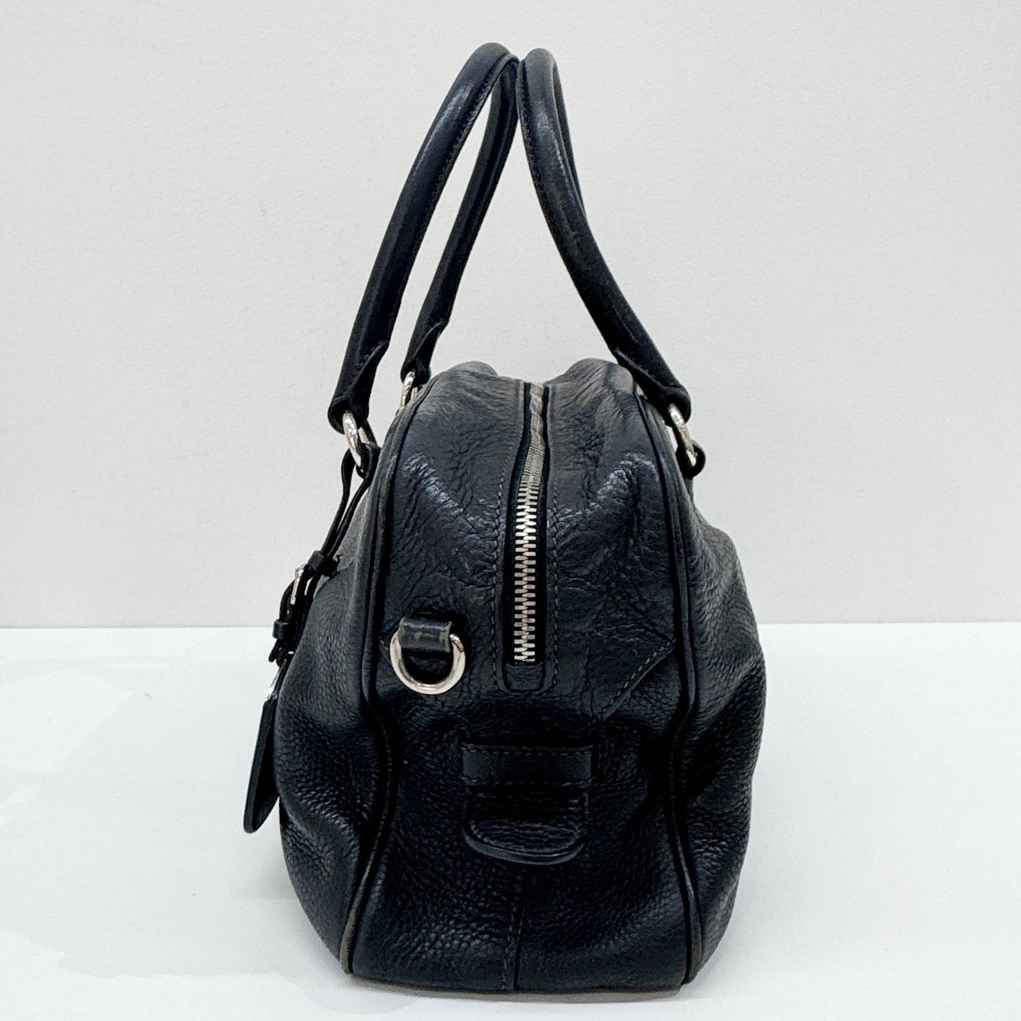 Boston/Bowling Black Leather Two Way Bag
