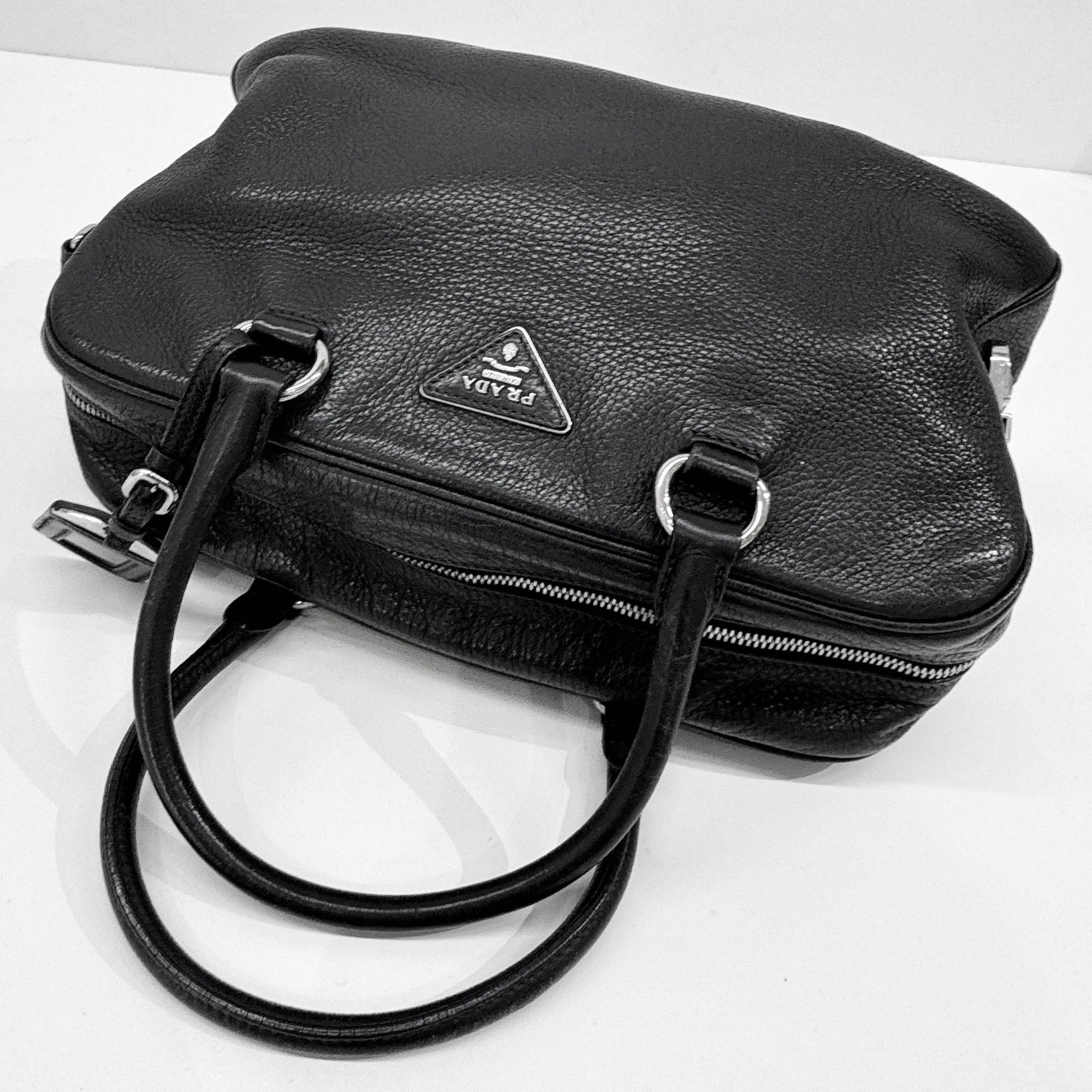 Boston/Bowling Black Leather Two Way Bag