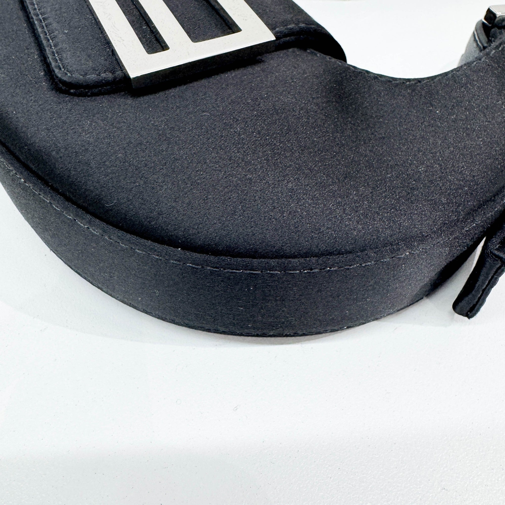 Mini Cookie Black Satin Shoulder Bag