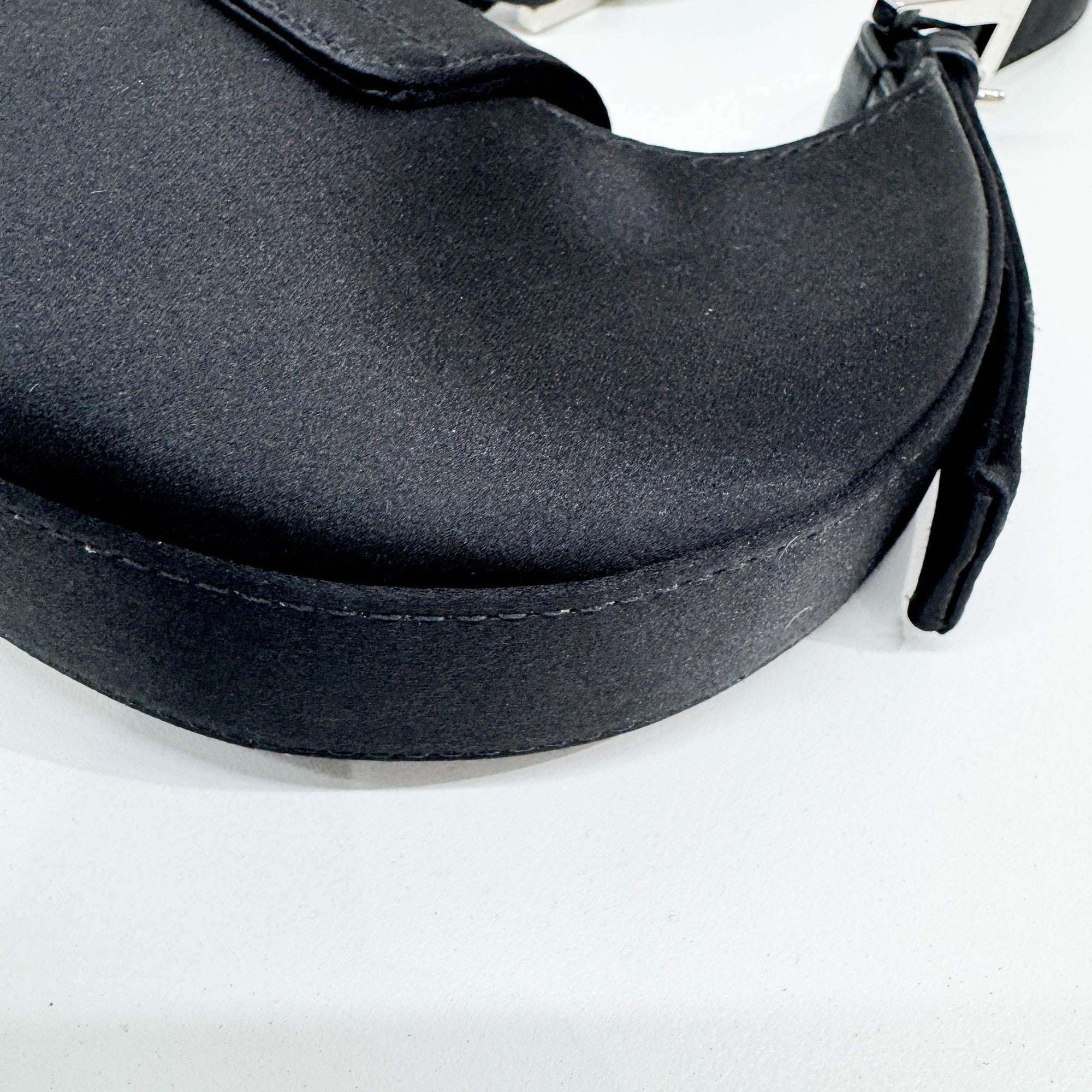 Mini Cookie Black Satin Shoulder Bag