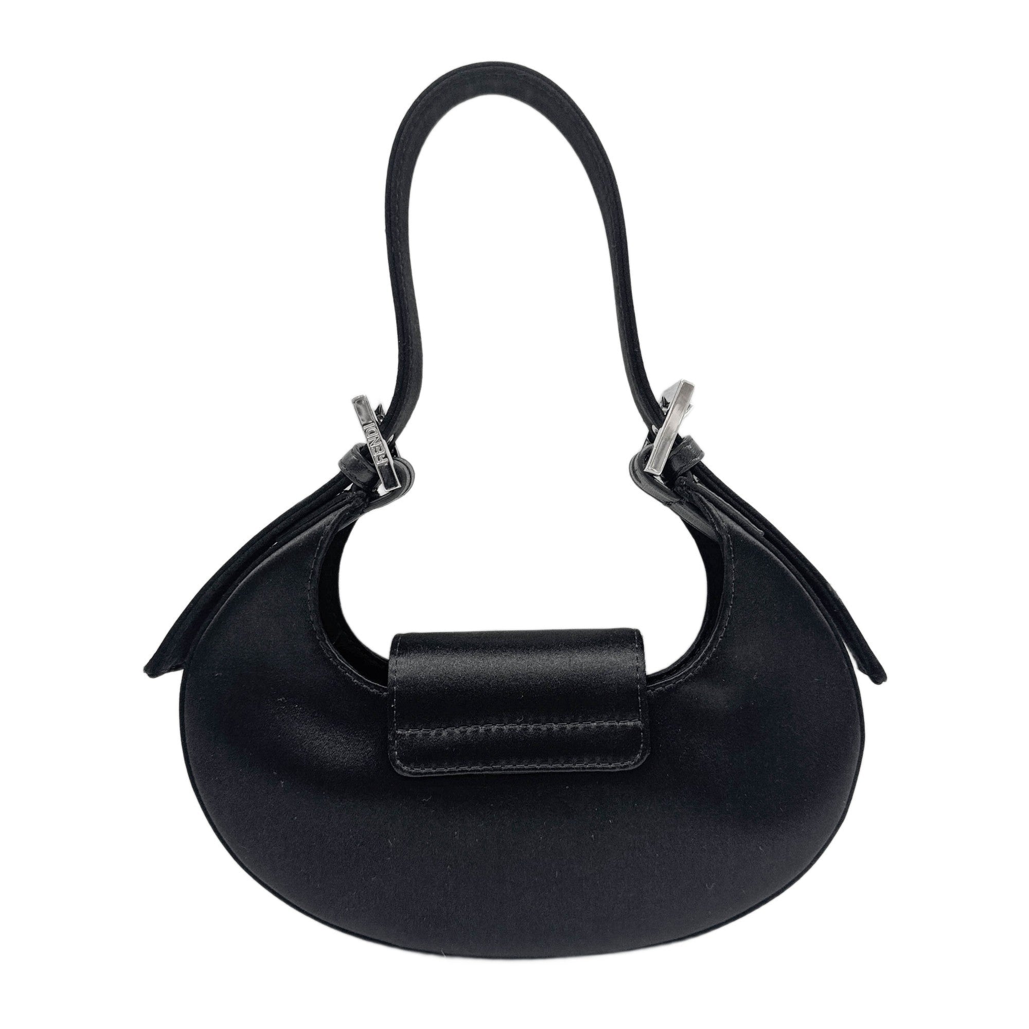 Mini Cookie Black Satin Shoulder Bag