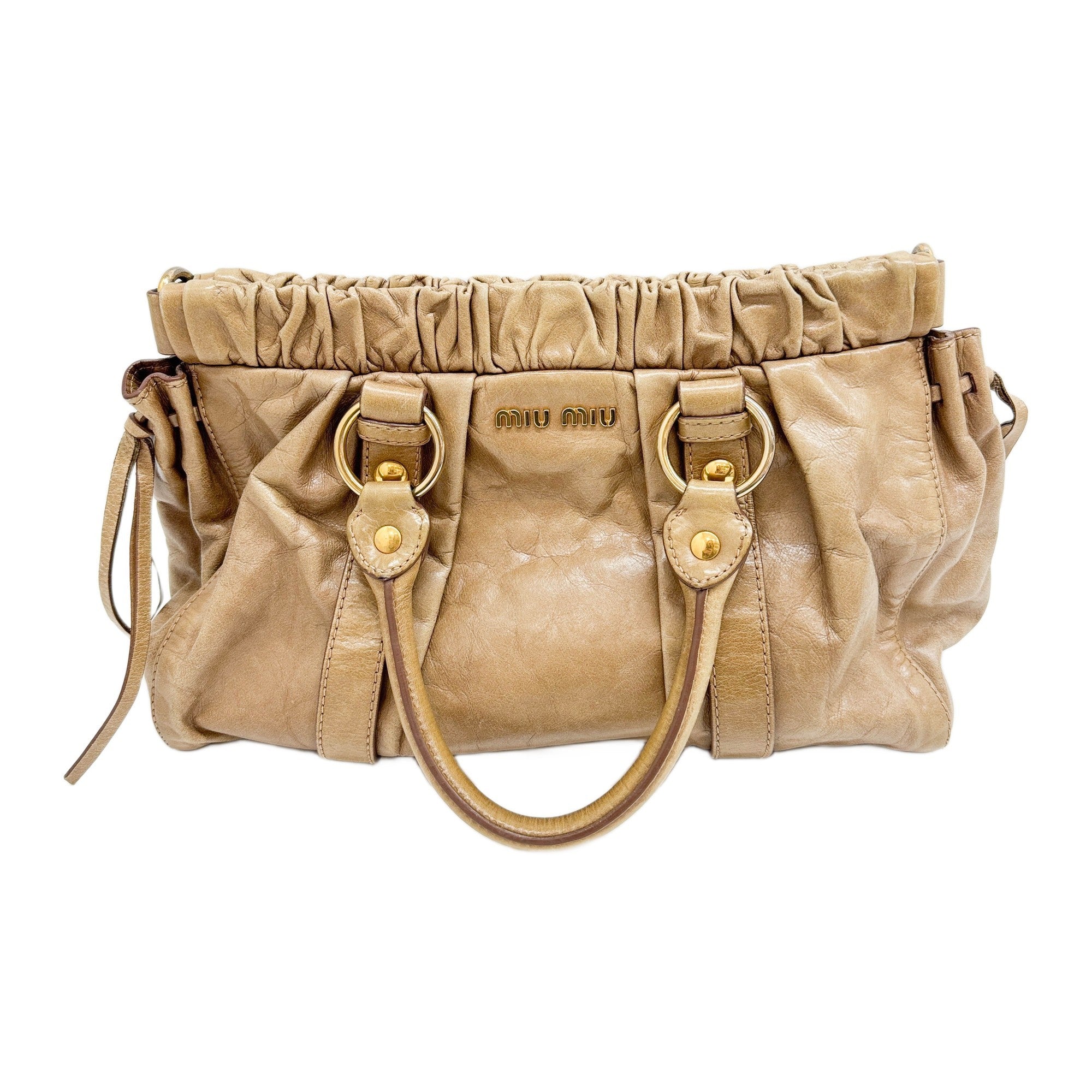 MIU MIU Vitello Ocher Leather Two Way Bag – HIVE PRELOVED