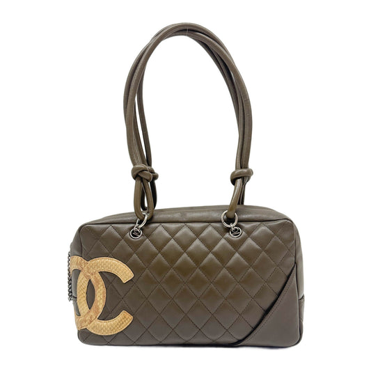 Cambon Army Green Leather Shoulder Bag