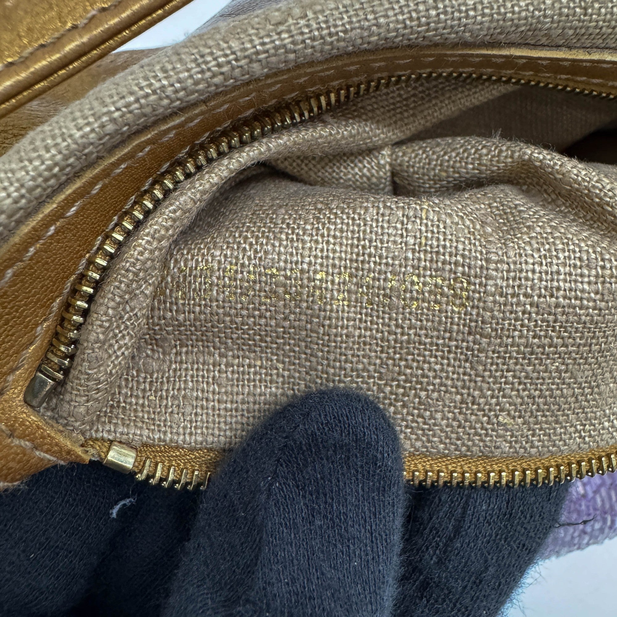 Baguette Gold Leather and Lavender and Yellow Sequin Shoulder Bag