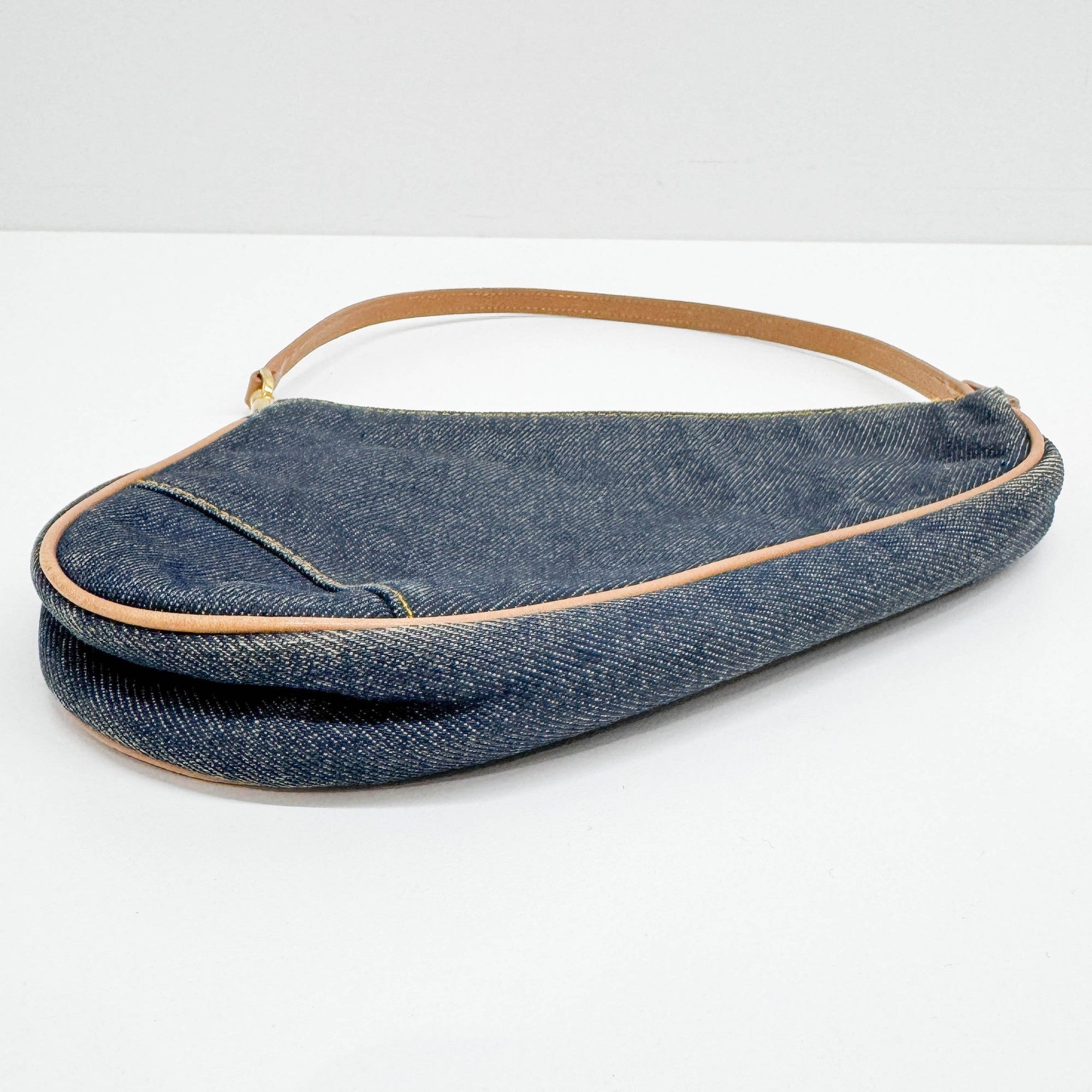 Saddle Vintage Classic Blue Denim Shoulder Bag