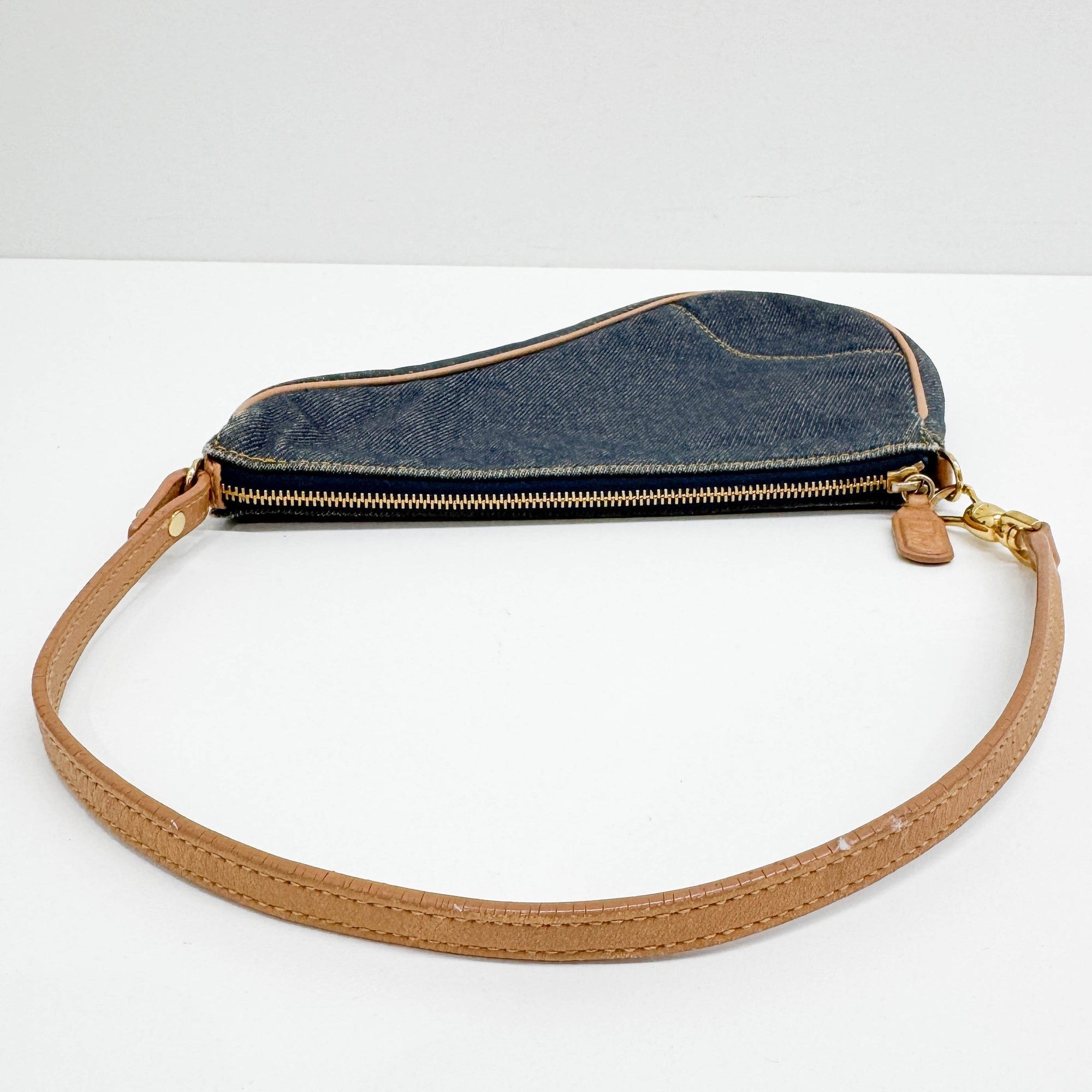 Saddle Vintage Classic Blue Denim Shoulder Bag